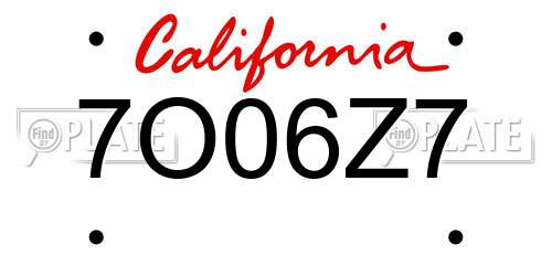 7O06Z7 California License Plate