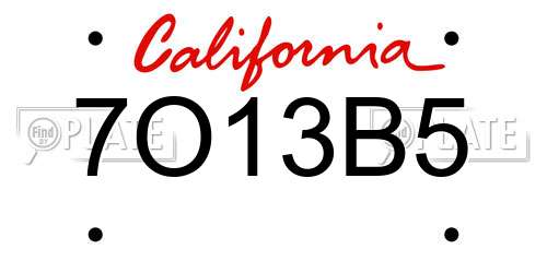 7O13B5 California License Plate