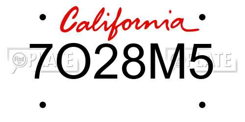 7O28M5 California License Plate