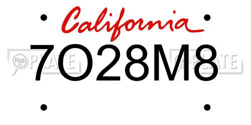 7O28M8 California License Plate