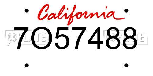 7O57488 California License Plate