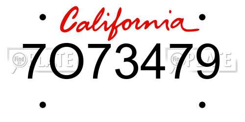 7O73479 California License Plate