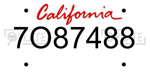 7O87488 California License Plate