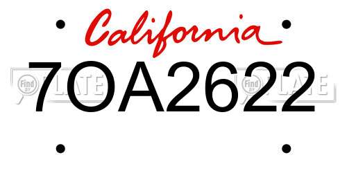 7OA2622 California License Plate