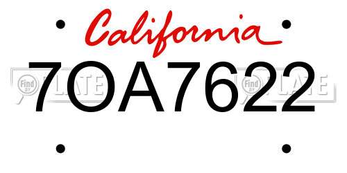 7OA7622 California License Plate