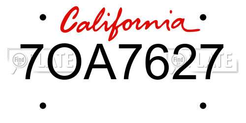 7OA7627 California License Plate