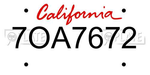 7OA7672 California License Plate