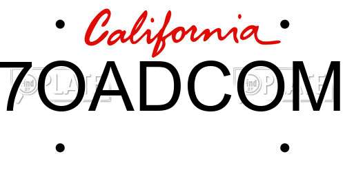 7OADCOM California License Plate