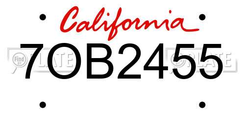 7OB2455 California License Plate