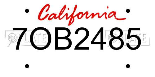 7OB2485 California License Plate