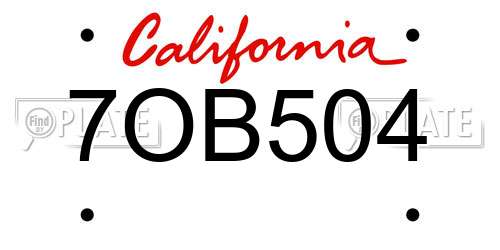 7OB504 California License Plate