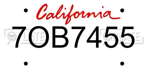 7OB7455 California License Plate