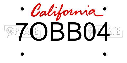 7OBB04 California License Plate