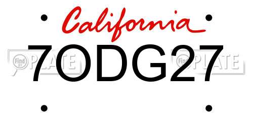 7ODG27 California License Plate