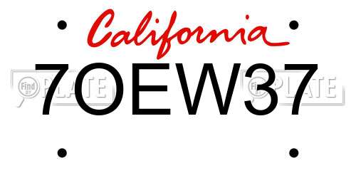 7OEW37 California License Plate