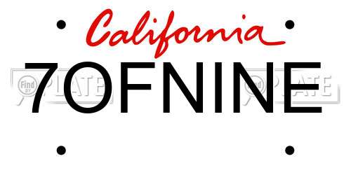 7OFNINE California License Plate
