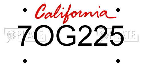 7OG225 California License Plate