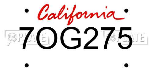 7OG275 California License Plate