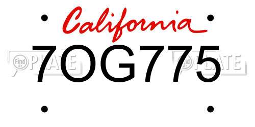 7OG775 California License Plate