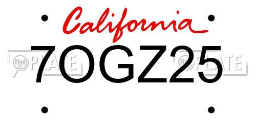 7OGZ25 California License Plate