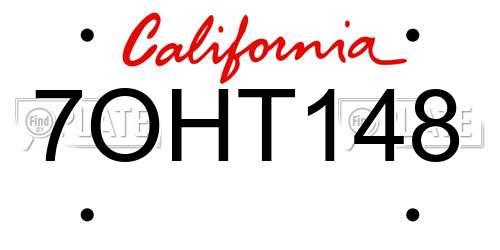 7OHT148 California License Plate