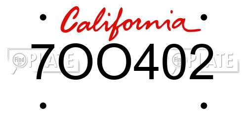 7OO402 California License Plate