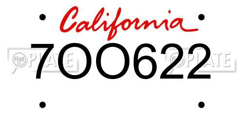 7OO622 California License Plate
