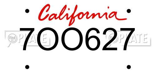 7OO627 California License Plate