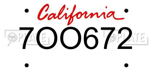 7OO672 California License Plate