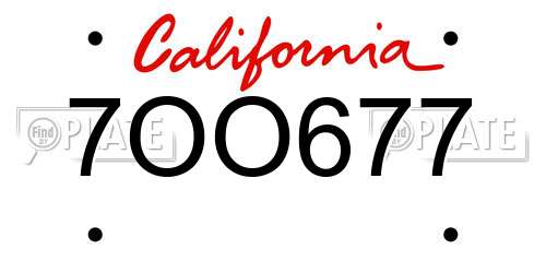 7OO677 California License Plate