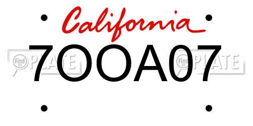 7OOA07 California License Plate