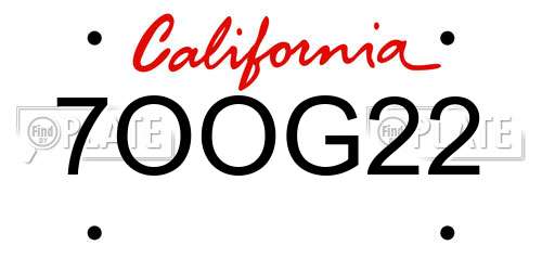 7OOG22 California License Plate