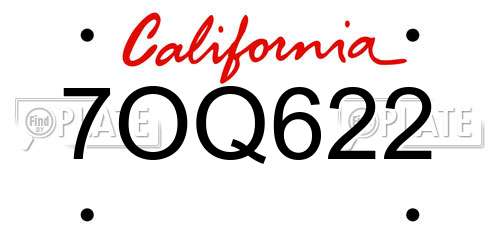 7OQ622 California License Plate