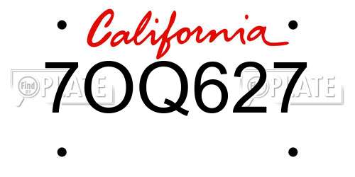 7OQ627 California License Plate