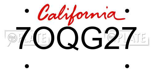 7OQG27 California License Plate