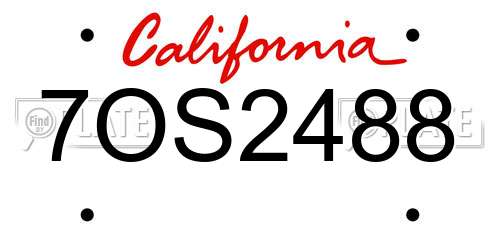 7OS2488 California License Plate