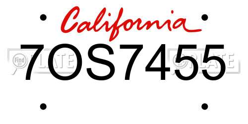 7OS7455 California License Plate