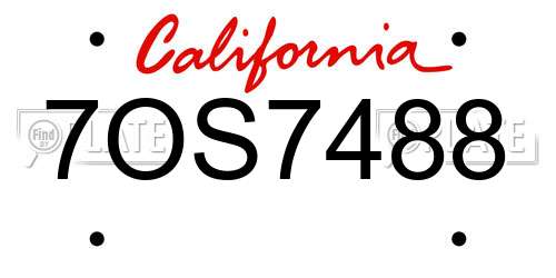 7OS7488 California License Plate