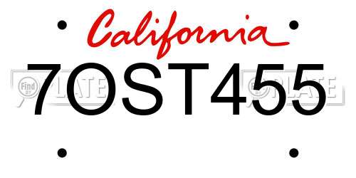 7OST455 California License Plate