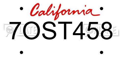 7OST458 California License Plate