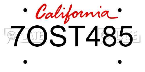 7OST485 California License Plate