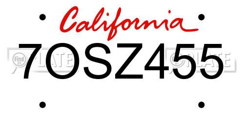 7OSZ455 California License Plate