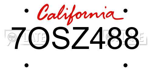 7OSZ488 California License Plate