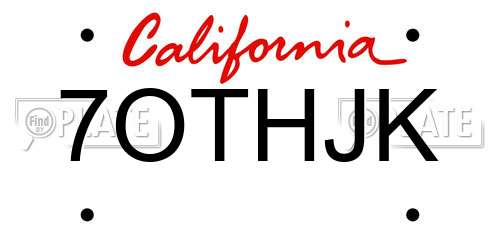 7OTHJK California License Plate