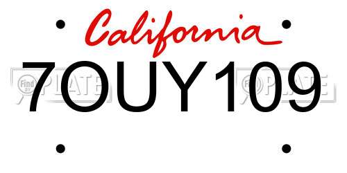 7OUY109 California License Plate