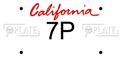 7P California License Plate