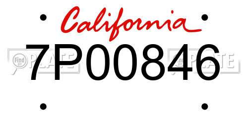 7P00846 California License Plate