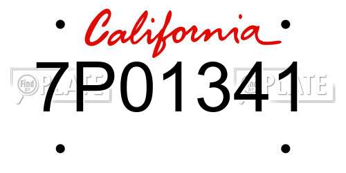 7P01341 California License Plate