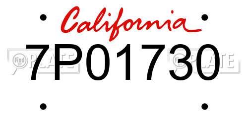 7P01730 California License Plate
