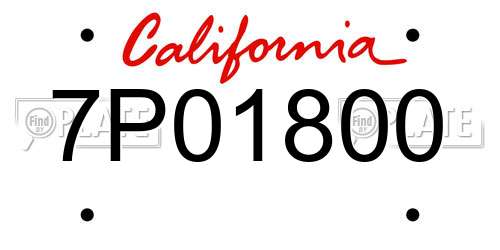 7P01800 California License Plate